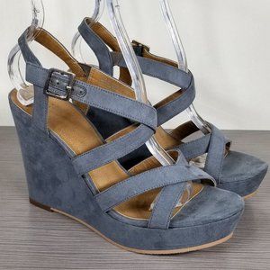 BP Summers Wedge Sandal, Blue-Grey, Womens Size 7.5 M